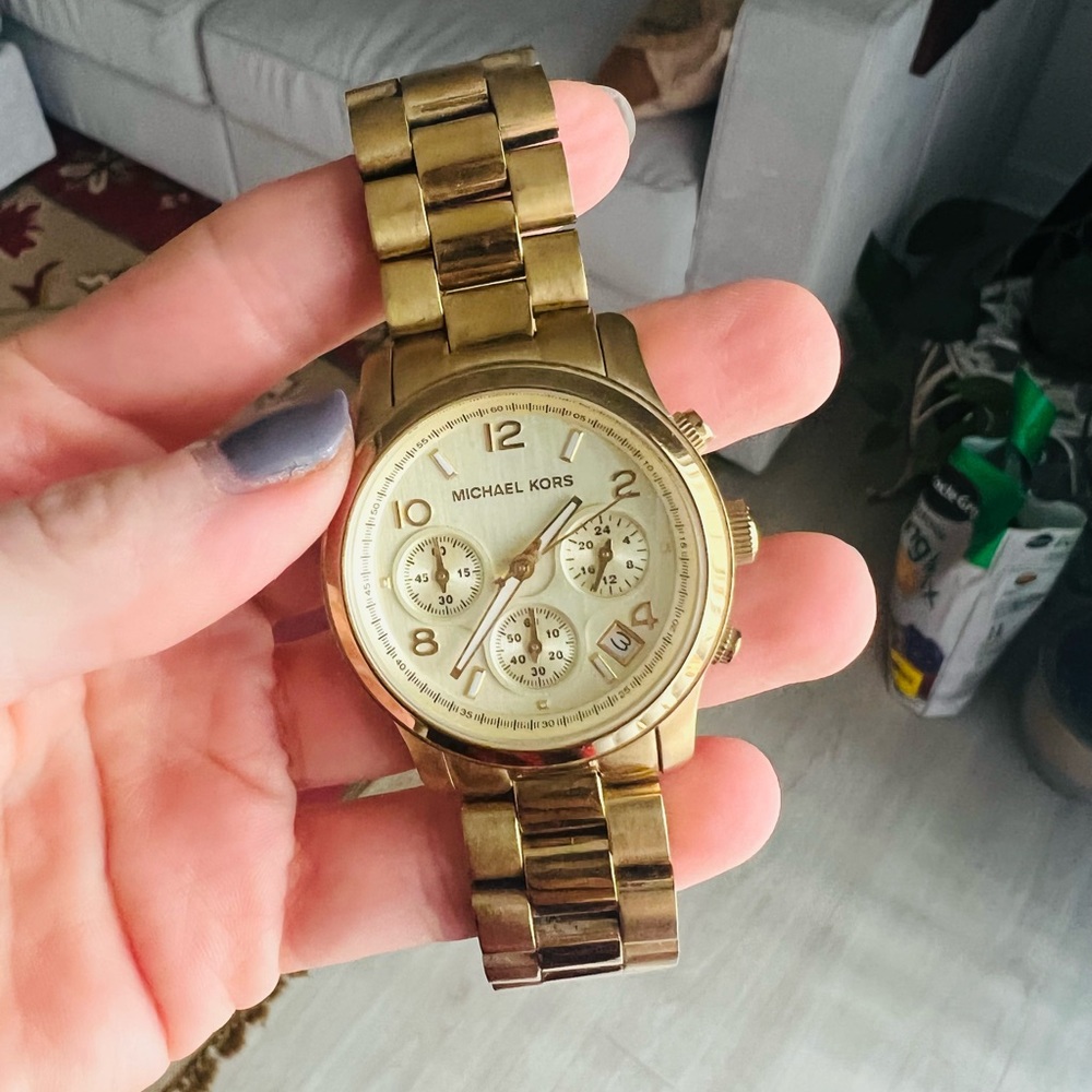 Michael Kors Women's Runway Chronograph Gold-Tone Bracelet Watch, 34mm